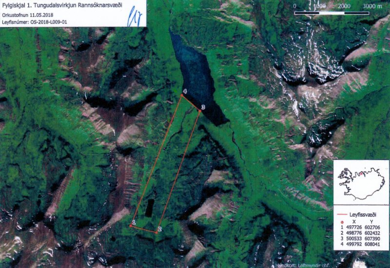 Loftmynd af því svæði sem rannsóknir Orkusölunnar fara fram. Mynd: Loftmyndir ehf.