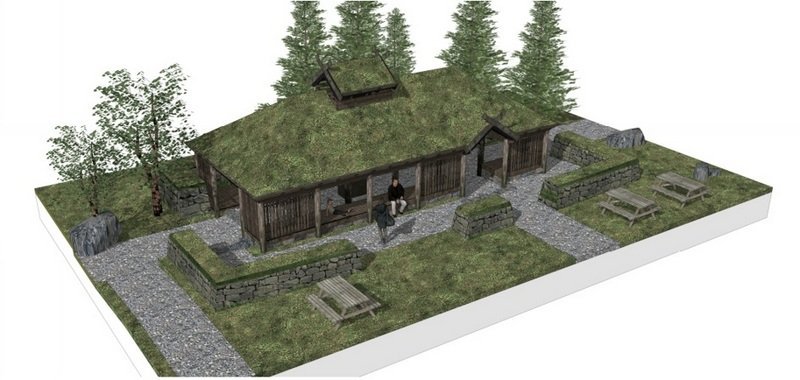 Þrívíddarteikning af skýlinu, Teiknistofa Norðurlands.