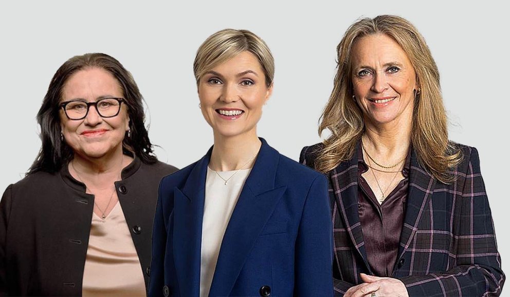 Forsvarskonur ríkisstjórnarinnar; Inga Sæland, Kristrún Frosta og Þorgerður Katrin. SAMSETT MYND / STJÓRNARRÁÐIÐ