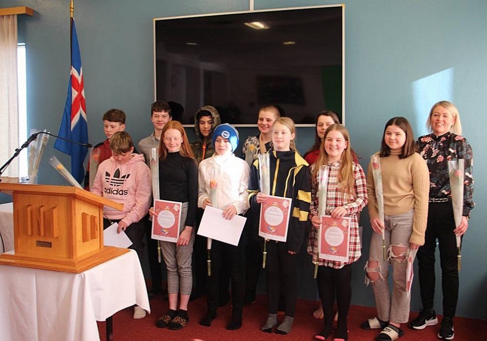 Nemendur Varmahlíðarskóla sem þátt tóku í undankeppninni nú á þriðjudag. MYND: VARMAHLÍÐARSKÓLI