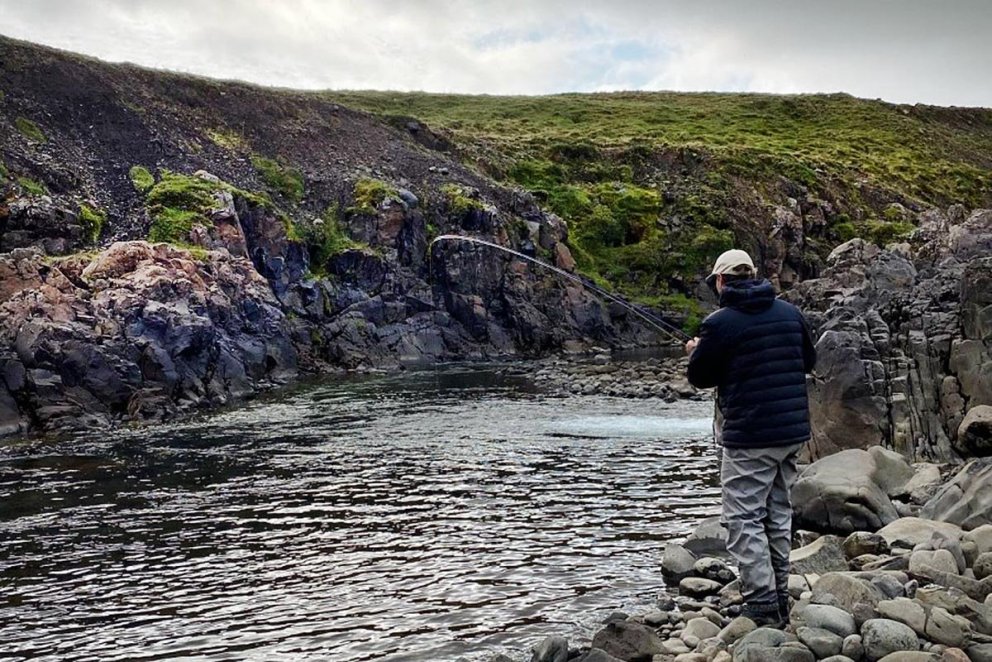 Veitt í Miðfjarðará. MYND AF HÚNA.IS
