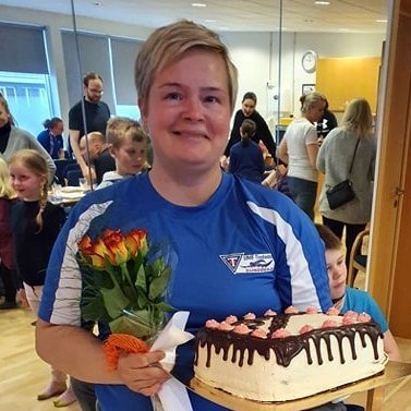 Þorgerður á uppskeruhátíð sunddeildarinnar. Mynd: SHV