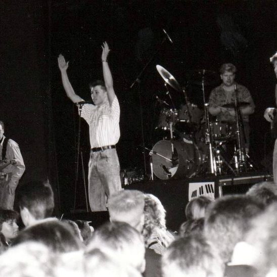 Á sviði í Árósum í Danaveldi árið 1989 en það er einn af hápunktum sveitarinnar. Myndir úr fórum hjómsveitarmeðlima.