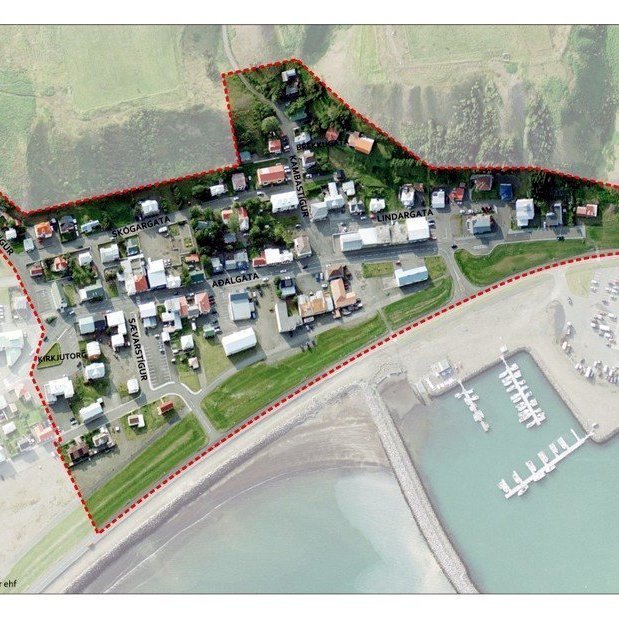 Verndarsvæði í byggð - norðurhluti gamla bæjarins á Króknum. Mynd: skagafjordur.is