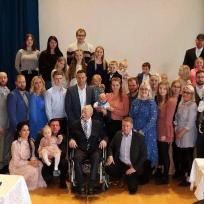 Á aldarafmælinu í Höfðaborg. Hluti afkomenda stilla sér upp fyrir myndatöku.