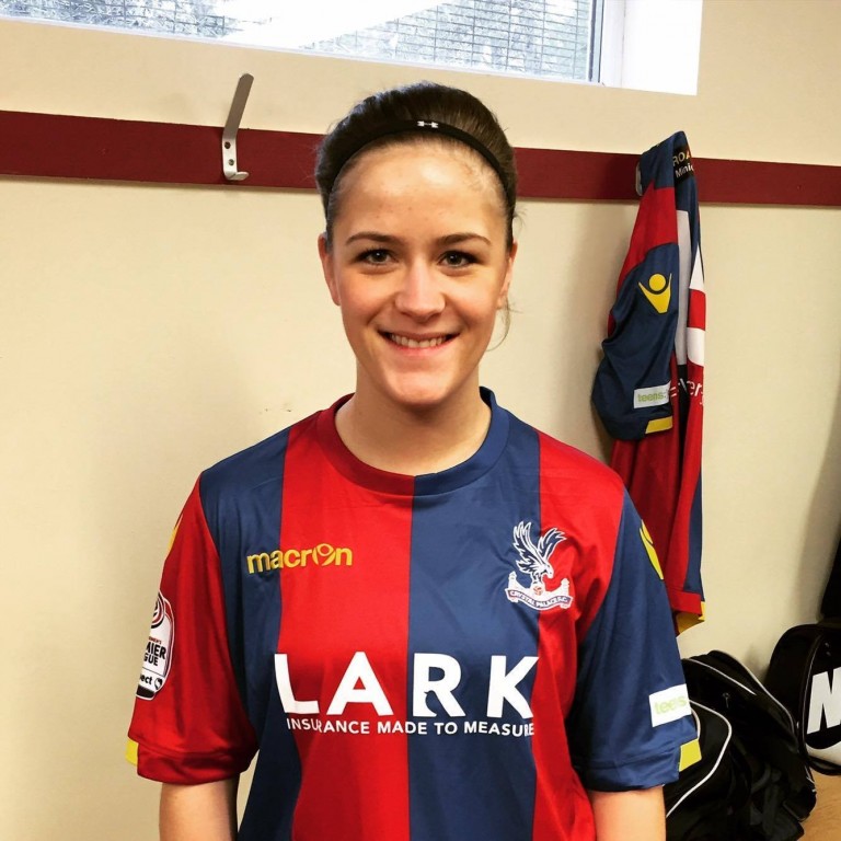 Bryndís Rún Baldursdóttir í búningi Crystal Palace. Mynd/Úr einkasafni.