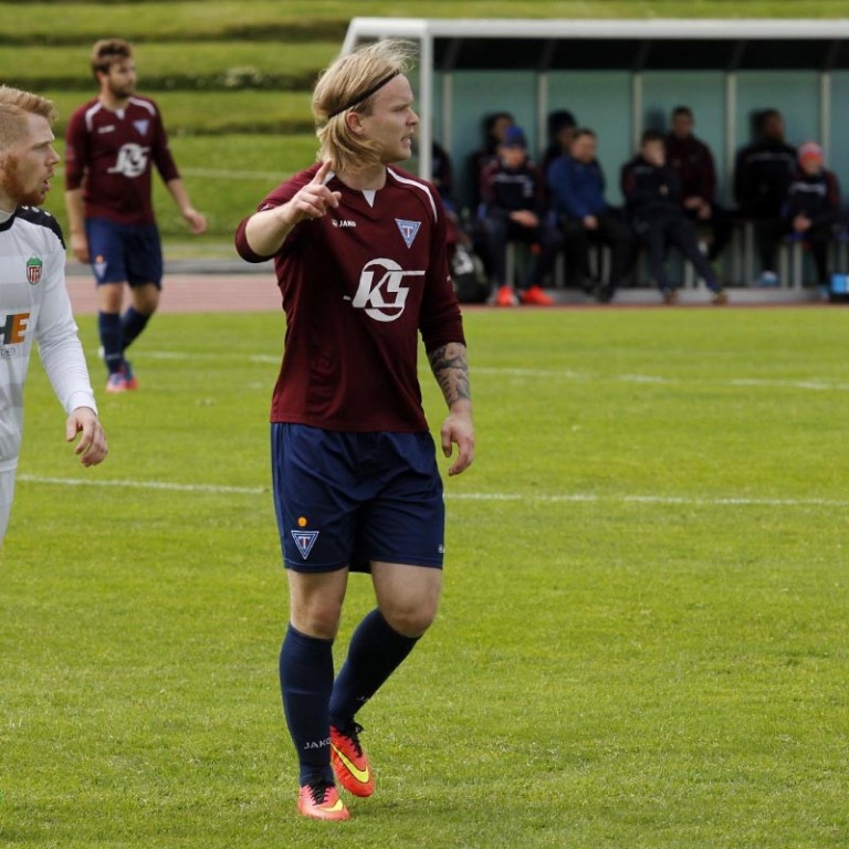 Fannar Gísla hefur verið iðinn við kolann í síðustu leikjum og hann gerði mark Tindastóls í dag en dugði ekki til. Þessi mynd tekin fyrr í haust. MYND: ÓAB