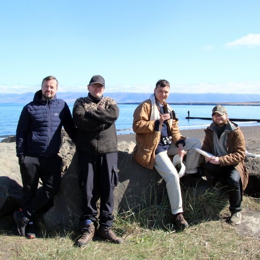 Þorvaldur Gröndal frístundastjóri í Skagafirði, Ingimar Ólafsson kennari LHÍ, Daníel Perez Eðvarðsson og Guðbrandur Magnússon, nemar í listkennslu. Mynd: PF