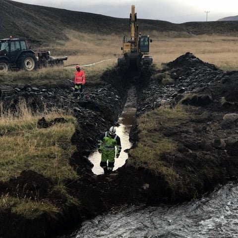 Frá framkvæmdum við Sauðárkrókslínu 2. Mynd: FB-síða Landsnets.