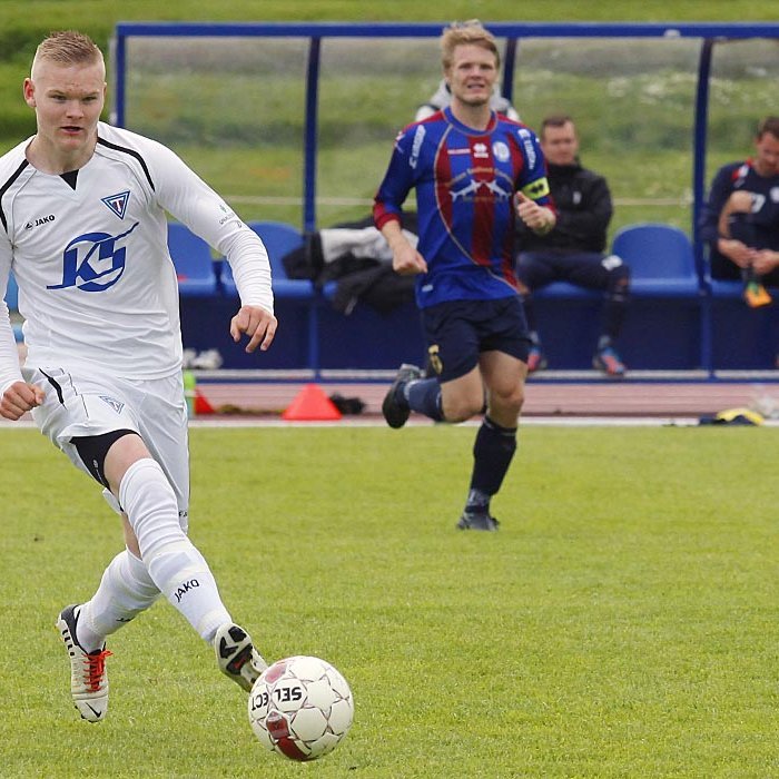 Loftur Páll í leik með Tindastól sumarið 2013. Andstæðingurinn lið Leiknis Reykjavík. MYND: ÓAB