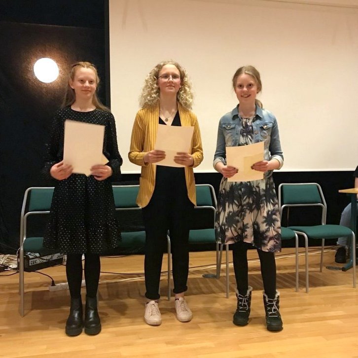 Verðlaunahafarnir Bríet Bergdís Stefánsdóttir, Ingunn Marín Bergland Ingvarsdóttir og Lilja Dögun Lúðvíksdóttir. Mynd: Árskóli.is.
