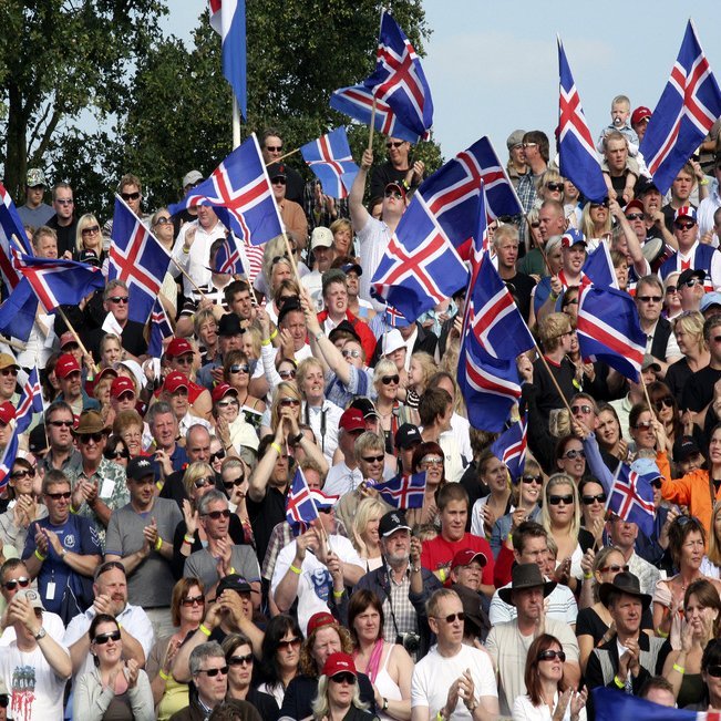 Íslenska fánaborgin á heimsleikum, mynd úr sýningu SÍH: Íslenski hesturinn á fullveldisöld. Ljm. Sigurg.Sigurjs.