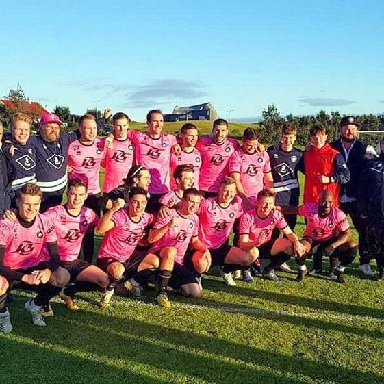 Lið Kormáks/Hvatar að sigurleik loknum í haust. MYND: LEE ANN