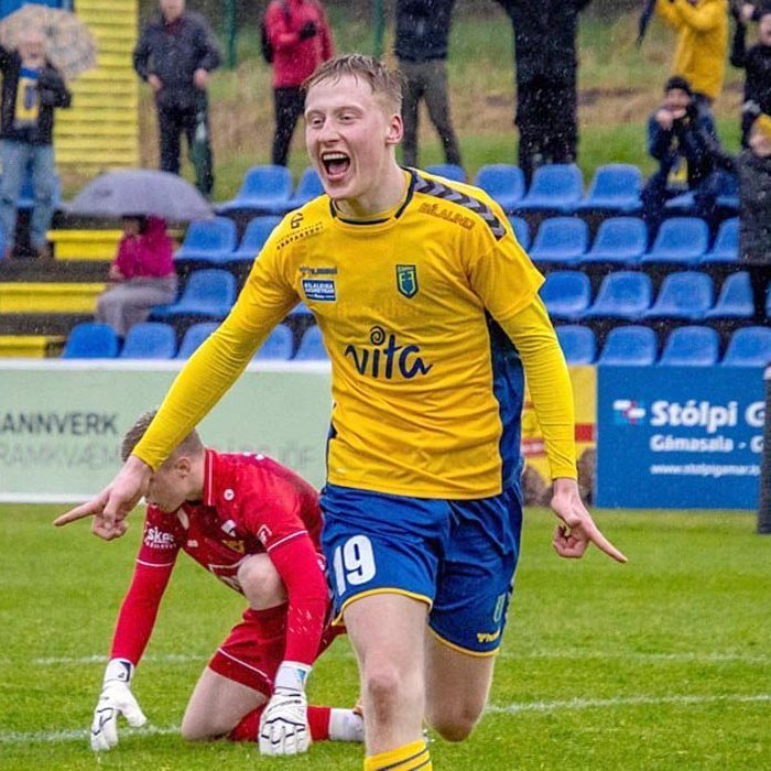 Hilmar Rafn í búningi Fjölnis sumarið 2021.