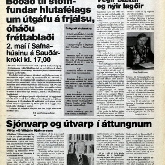Forsíða fyrsta tölublaðs Feykis 16. apríl 1981.