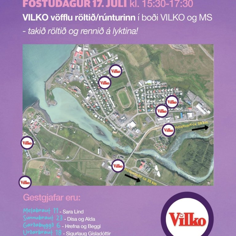 Kort yfir vöfflustöðvar. Mynd: Fb. Húnavaka.