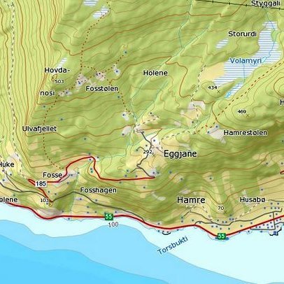 Loftmynd frá meintum heimahögum Nafar-Helga og Þórðar knapps við Sognfjörð í Noregi.Nr. 1, eyðibærinn Grinde. Nr 2, Hamre, en einnig er minnst á hann í Byggðasögunni og nr. 3, bærinn Haug. Mynd: Byggðasaga Skagafjarðar.