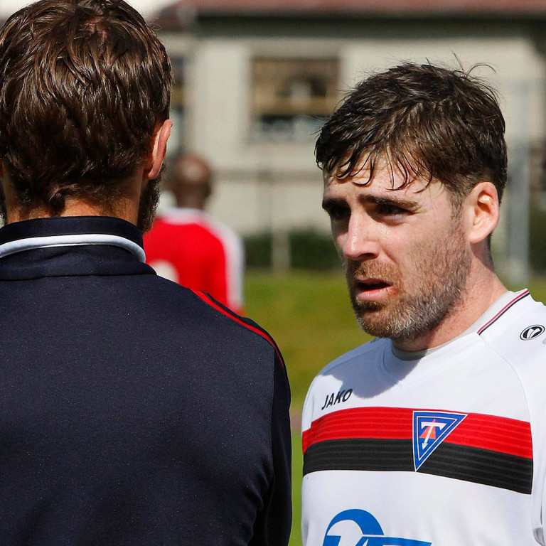 Stephen og Chris ræðast við í stund milli stríða fyrr í mánuðinum. MYND: ÓAB