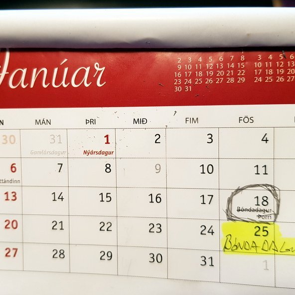 Bóndadagurinn 25. janúar og konudagur 24. febrúar