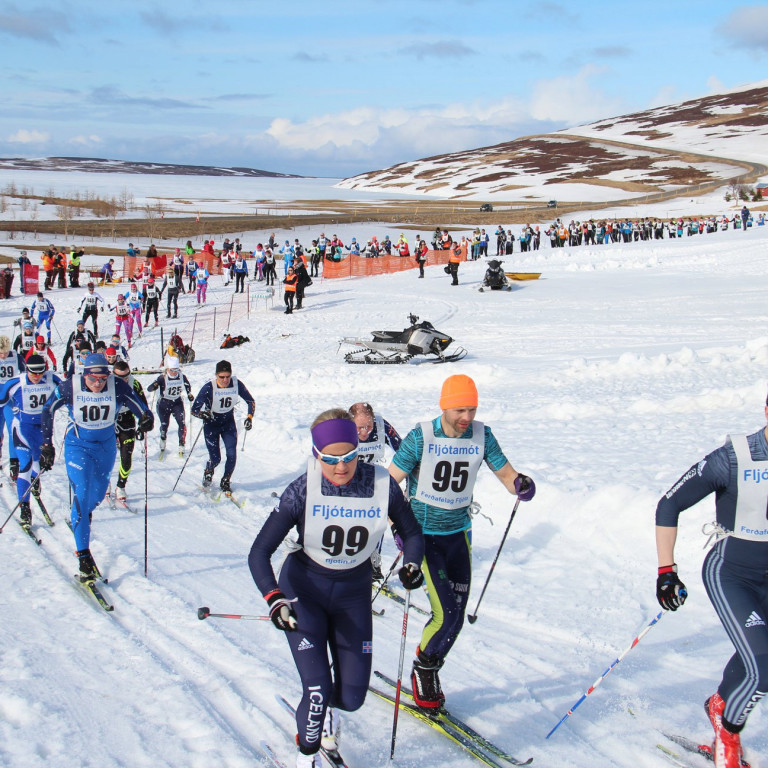 Frá keppni í skíðagöngunni í Fljótum í gær. MYND AF FACEBOOK-SÍÐU KEPPNINNAR