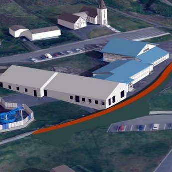 Viðbyggingin tengist eldra húsnæði skólans á norðurhlið. Mynd:hunathing.is