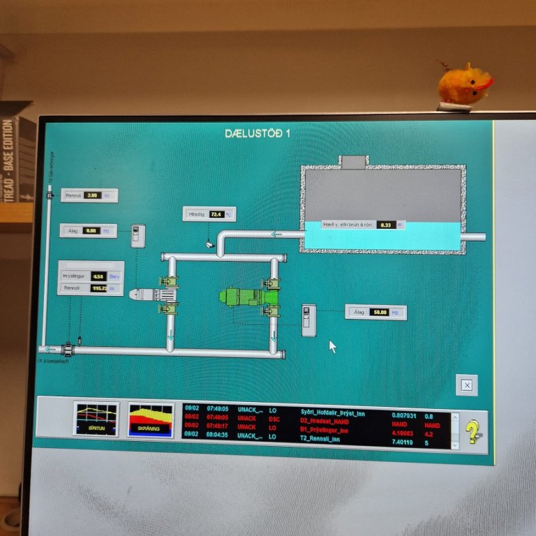 Mynd sem sýnir stöðuna á heita vatninu á Sauðárkróki nú í morgun. Mynd: Magnús H. Hinriksson