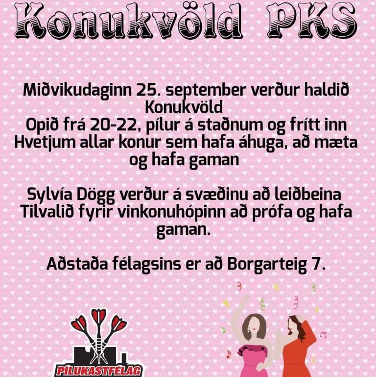 Konukvöld hjá Pílukastfélagi Skagafjarðar í kvöld