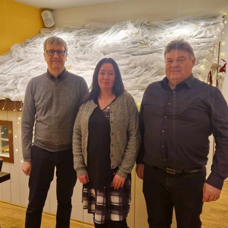 Stjórnarformenn félaganna þriggja eftir fund þann 4. desember. Hjörtur Geirmundsson, Verslunarmannafélag Skagafjarðar, Sigurey A. Ólafsdóttir, Samstaða, og Þórarinn Sverrisson, Aldan.