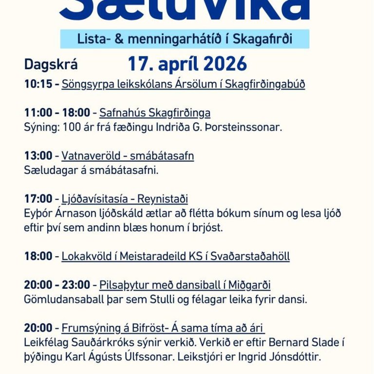 Dagsskrá dagsins. Mynd:skagafjordur.is