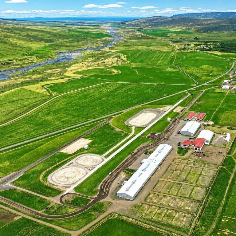 Horft yfir mótssvæðið og Hóla í Hjaltadal. Á myndum neðar gefur að líta Áskel Heiðar og síðan myndir frá framkvæmdum og úrtökumótum á Hólum. MYND: KÁRI HEIÐAR
