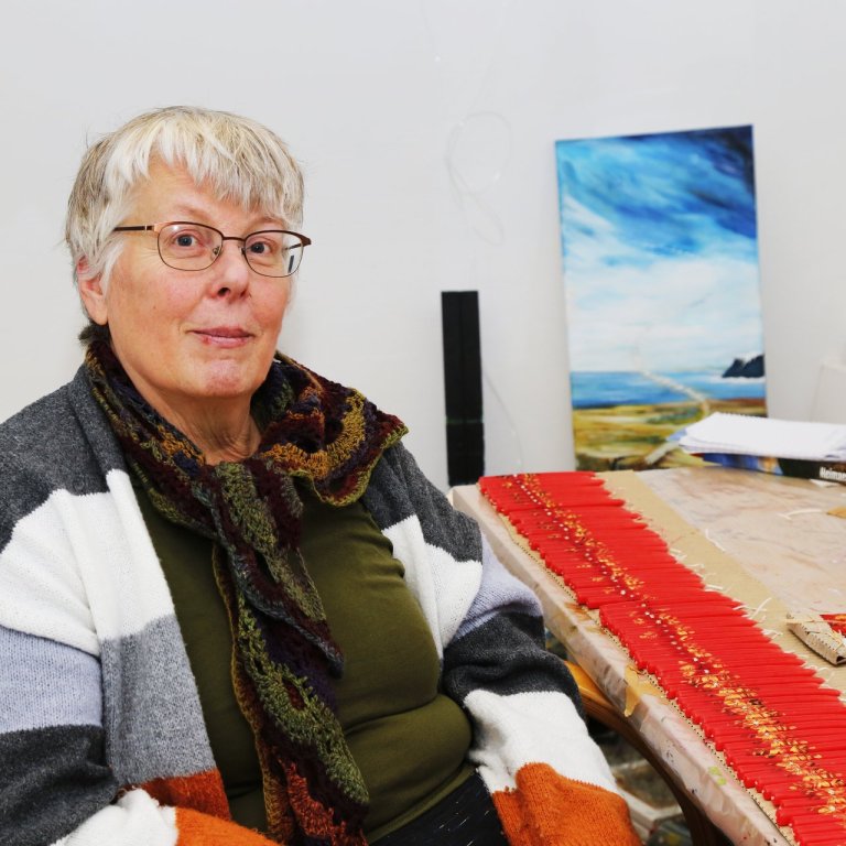 Dóra á vinnustofunni sinni. MYND GG