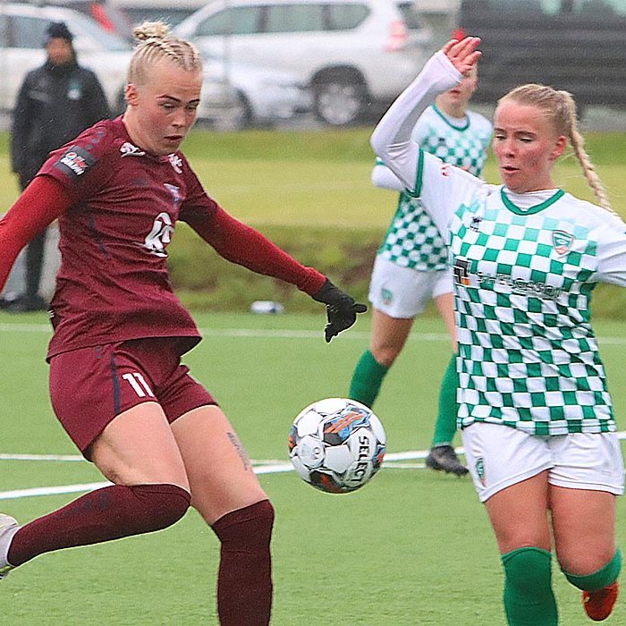 Aldís María kom liði Stólastúlkna í 2-0 snemma í síðari hálfleik. MYND: ÓAB