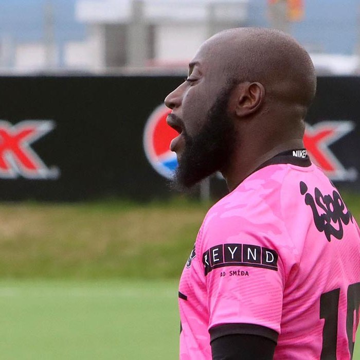 Aliu Djalo gerði þriðja mark heimamanna í gær. MYND: ÓAB