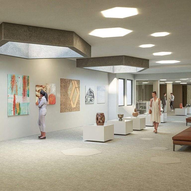 Hugmynd Arkís arkitekta af því hverni sýningarsalur í nýju menningarhúsi gæti litið út. MYND: ARKÍS ARKITEKTAR
