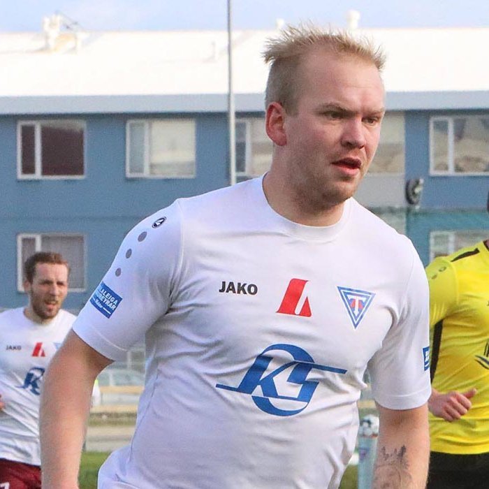 Arnór gerði næstum því sigurmark Tindastóls í dag. MYND: ÓAB