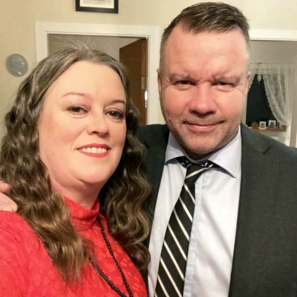 Jón Kristófer Sigmarsson og systir hans Anna Kristrún Sigmarsdóttir á leið á þorrablótið 2023. Aðsend mynd.