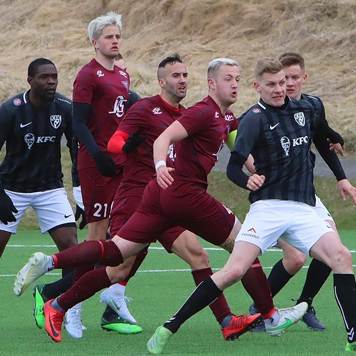 Addi, Basi og Sverrir í baráttunni fyrr í sumar. MYND: ÓAB