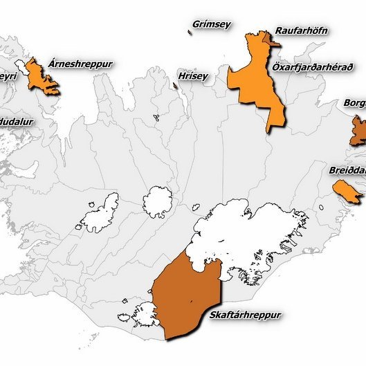 Kortið sýnir þau byggðarlög sem fengið hafa inngöngu í verkefni Byggðastofnunar Brothættar byggðir. Mynd af vef Byggðastofnunar.