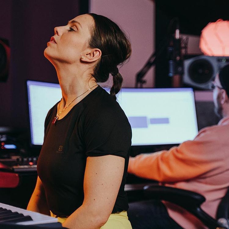 Blankiflúr og Jerald Copp við upptökur. MYND AF FB-SÍÐU BLANKIFLÚR