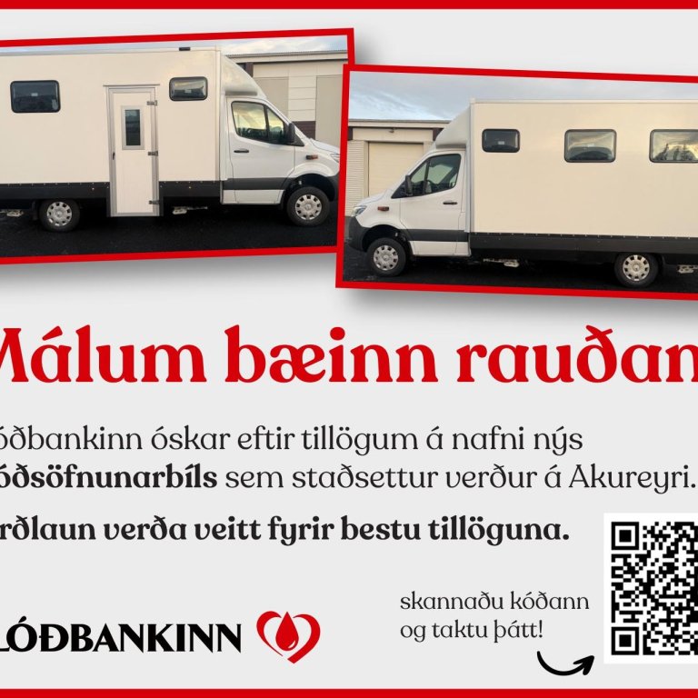 Ertu með hugmynd að nafni á nýja blóðgjafabílinn?