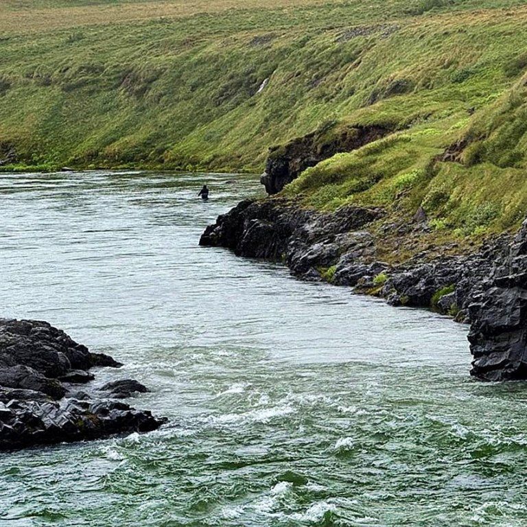 Það voru engar kjöraðstæður í Blöndu í gær. MYND: ÁRNI HARÐARSON