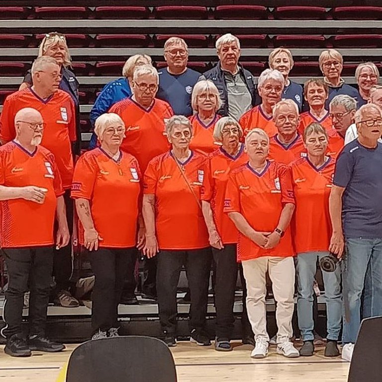 „Hér sést liðið okkar í Mosó í flottu keppnistreyjunum sem Kaupfélag Vestur-Húnvetninga gaf okkur fyrir keppnina,“ segir Guðmundur Haukur. MYNDIR AÐSENDAR