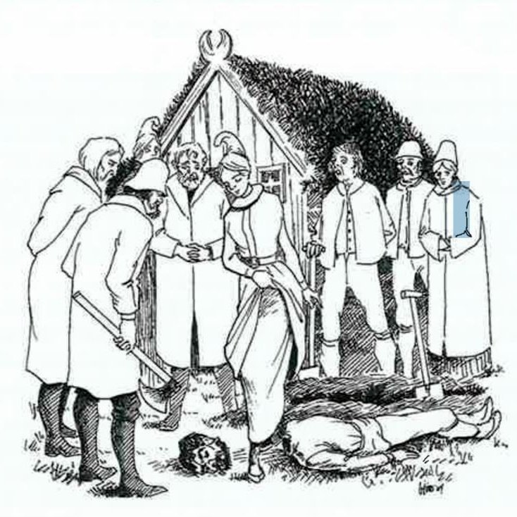 Gengið milli bols og höfuðs í bókstaflegum skilningi. Mynd úr Byggðasögu Skagafj.