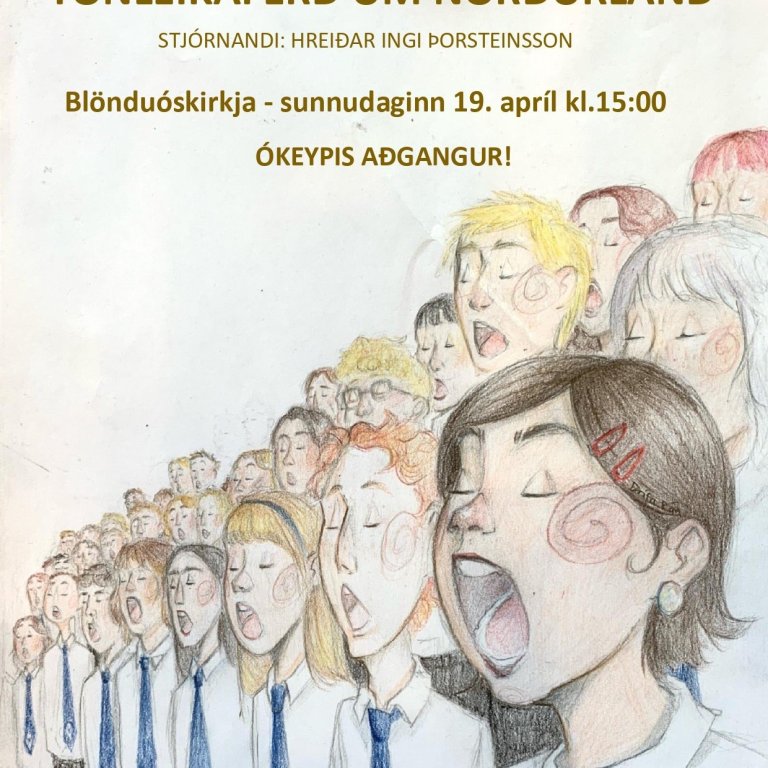 Söngurinn mun hljóma á Blönduósi. Teikning: Drífa Rán Solimene.