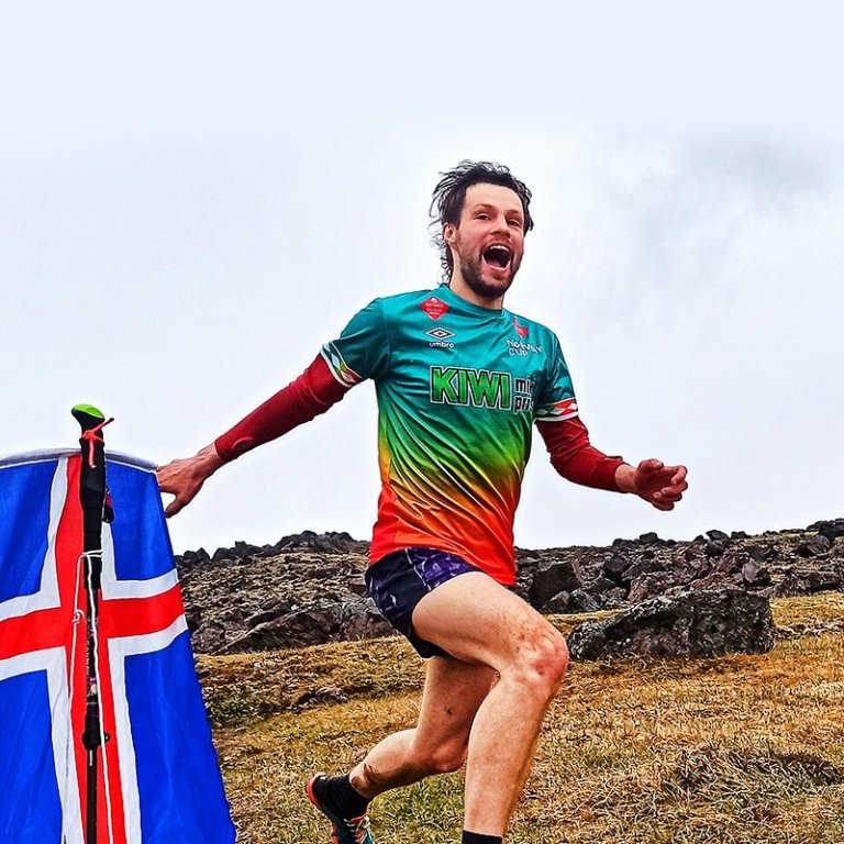 Heimsmethafi Christian Klopsch kátur í markinu.  MYND: Christine Hellwig