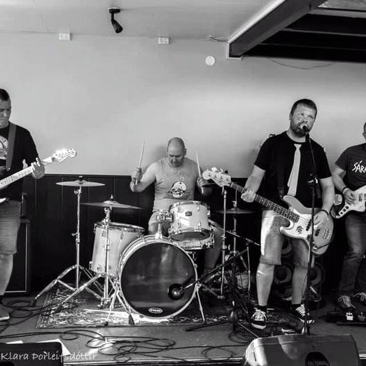 DDT skordýraeitur í banastuði. Ágúst Ingi Ágústsson mundar kjuðana af stakri snilli. Myndir aðsendar.