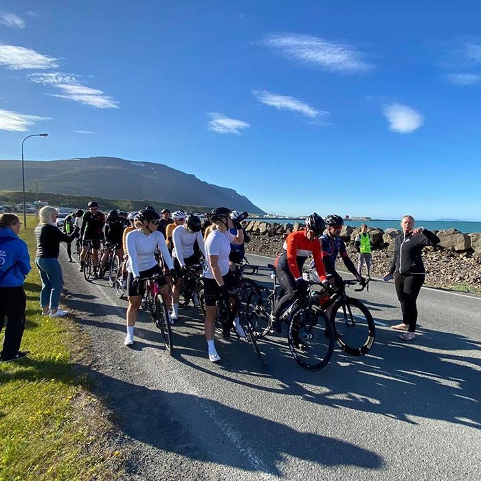 Frá ræsingu Drangeyjarmótsins í gærkvöldi. MYND: PÉTUR INGI