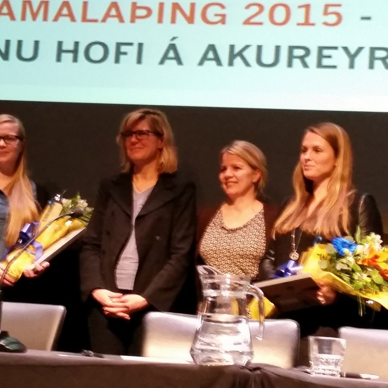 Laufey Skúladóttir og Laufey Haraldsdóttir taka við útnefningunni frá Ólöfu Ýr Atladóttur ferðamálastjóra fyrir hönd Skagafjarðar. Ljósm./Skagafjordur.is