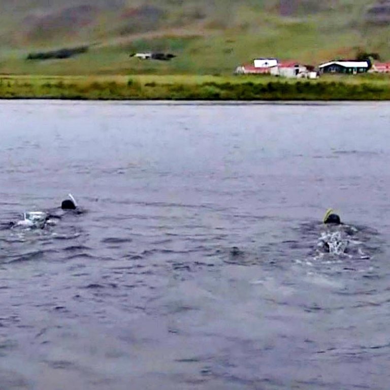 Kafarar við leitarstörf. MYND FRÁ HÚNA / RÚV