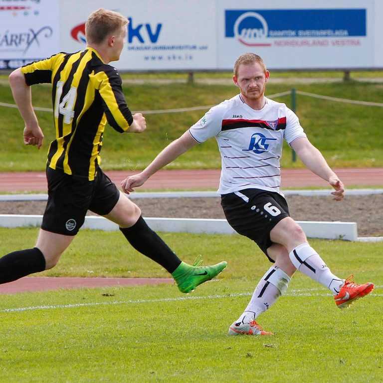 Fannar Kolbeins gerði fyrra mark Stólanna fyrir vestan. Hér er hann í leik gegn Seyðfirðingum fyrr í sumar. MYND: ÓAB